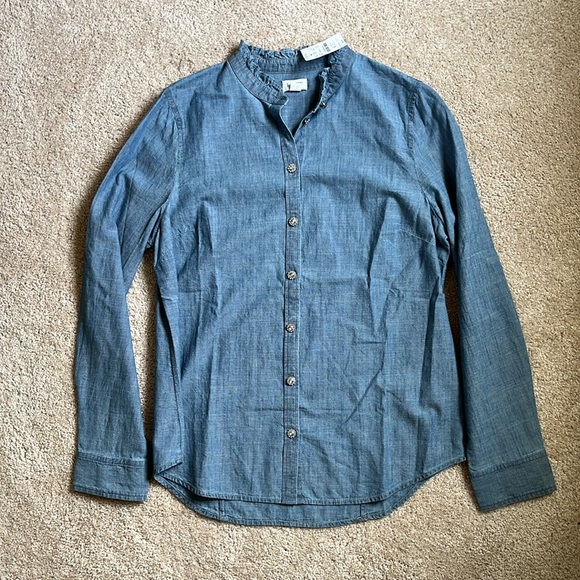 🎉 $50 🎉 NWT J.Crew Factory Chambray shirt with jeweled buttons - Picture 2 of 11